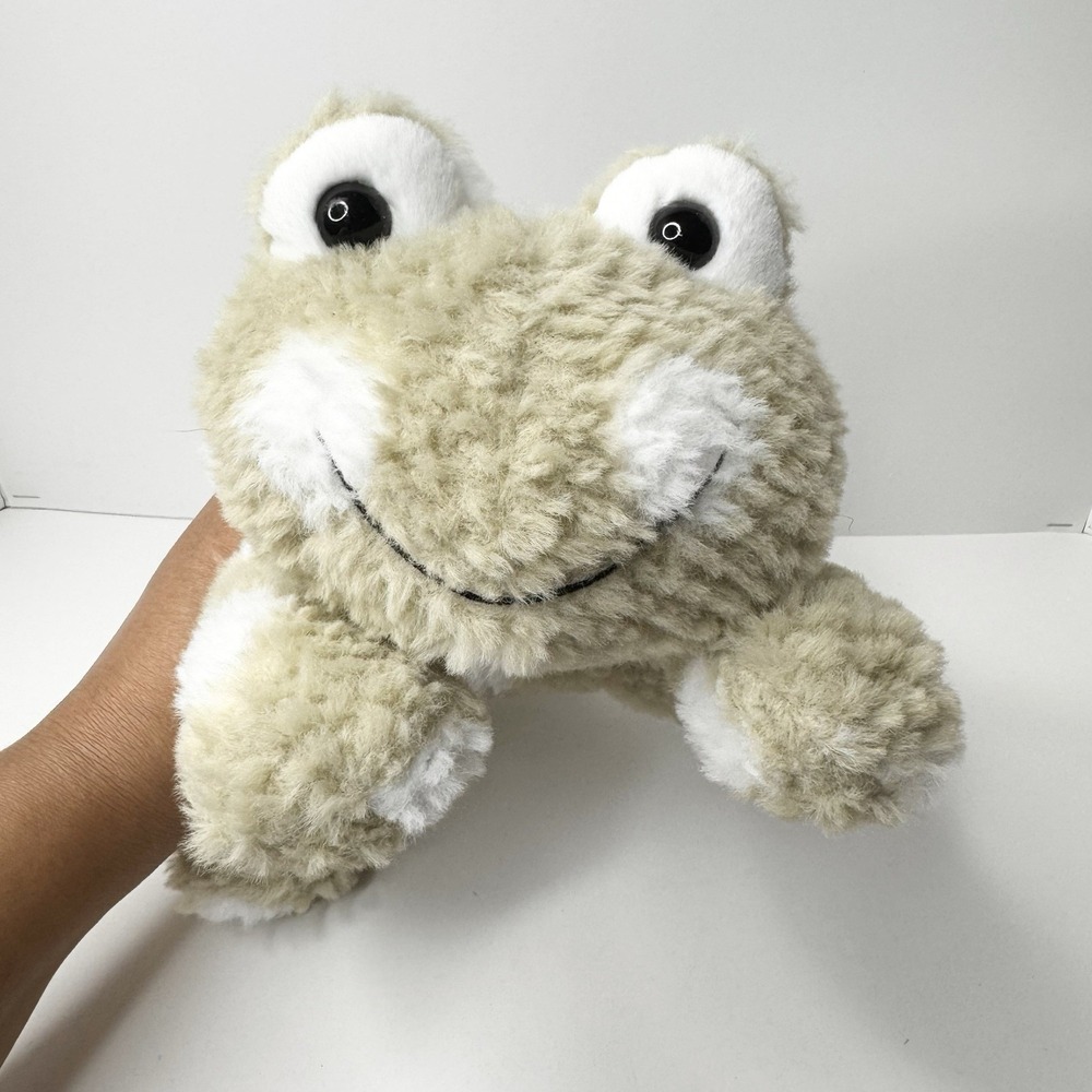 Hobby Lobby Shaggy Frog Plush Light Tan/Beige White Spotted Stuffed Animal 9" - Picture 4 of 11